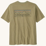 Patagonia men's responsibili t-shirt in green with large logo patch on the upper back