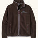 Patagonia men's retro pile fleece jacket in den brown with grey trim. Features a full front zip, chest and side pockets