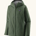 Patagonia men's waterproof torrentshell 3 layer rain hooded jacket in canopy green. Features a adjustable hood full front zip and side pockets