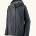 Patagonia men's waterproof torrentshell 3 layer rain hooded jacket in smolder blue. Features a adjustable hood full front zip and side pockets