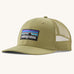 Patagonia p6 logo trucker hat in light green with a breathable mesh back panel