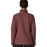 The back of the Patagonia R2 crossstrata jacket in dark ruby available at Babipur. A technical jacket in dark red 