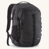 Patagonia refugio 26L back pack in black with matching black straps buckles and mesh side pockets