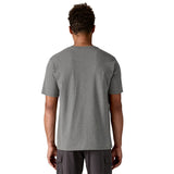 The back of a man wearing the Patagonia men's fitz roy tee in gravel heather available at Babipur.