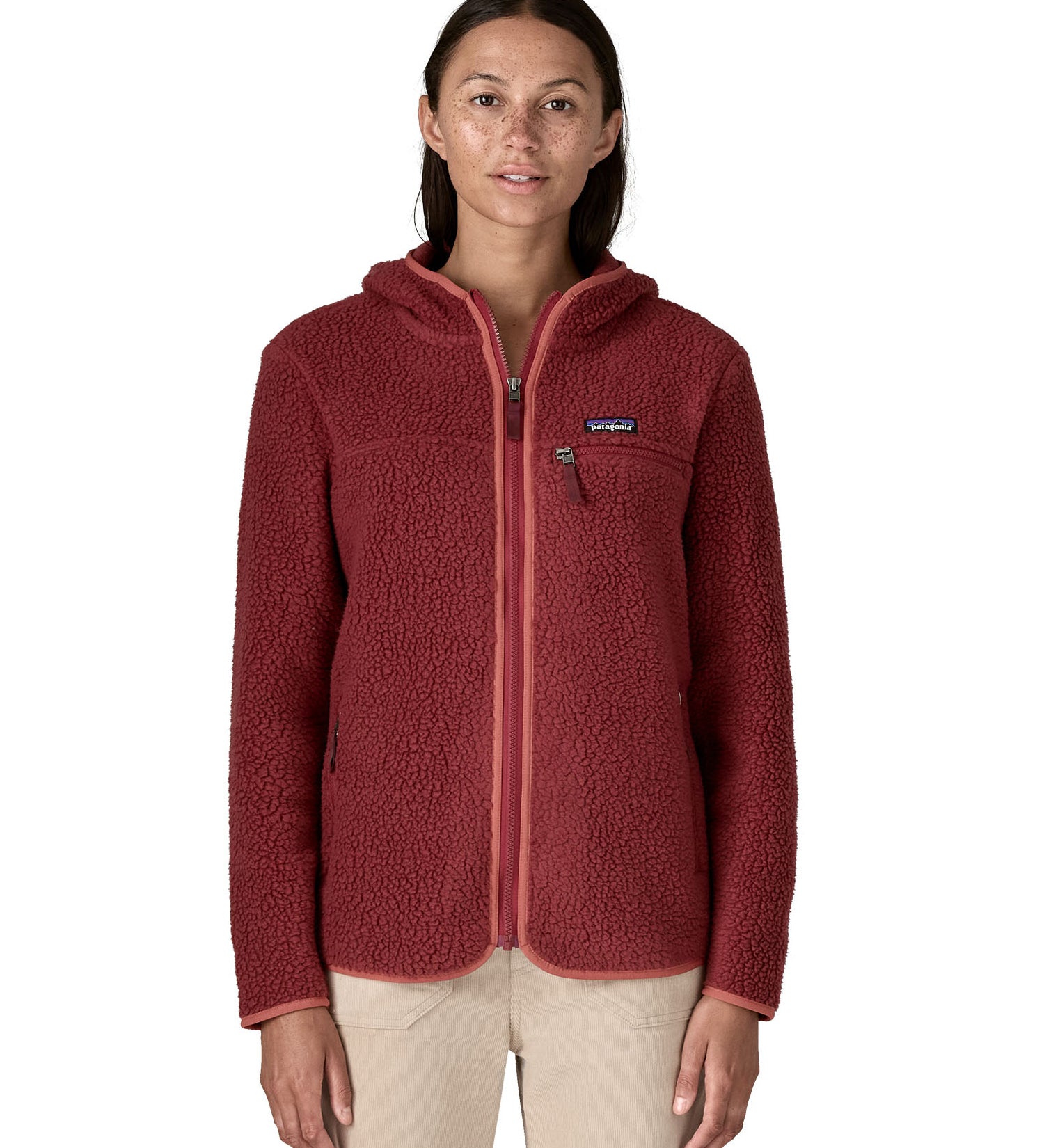 Patagonia Women's Retro Pile Fleece Hoody Jacket Sequoia Red