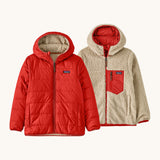 Patagonia Kids Reversible Ready Freddy Hoody in the Amanita red colour way available at Babipur