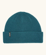 Patagonia unisex adult snowdrifter beanie in glacial blue. A waffle knit style hat with a turn up brim