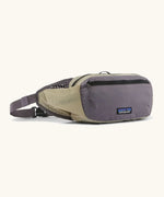 Patagonia terravia hip bag in may grey. Features 2 zipped compartments and small green mesh side pocket