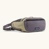 Patagonia terravia hip bag in may grey. Features 2 zipped compartments and small green mesh side pocket
