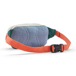 The back of the Patagonia terravia mini bum bag in barnacle blue available at Babipur showing the buckle fastener detail