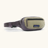 Patagonia 100% recycled nylon weather resistant terravia mini hip pack in grey with beige front panel. Features 2 compartments with black zip detail