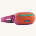 Patagonia weather repellent terravia mini hip pack in pink with orange front . Shows 2 zipped front pockets
