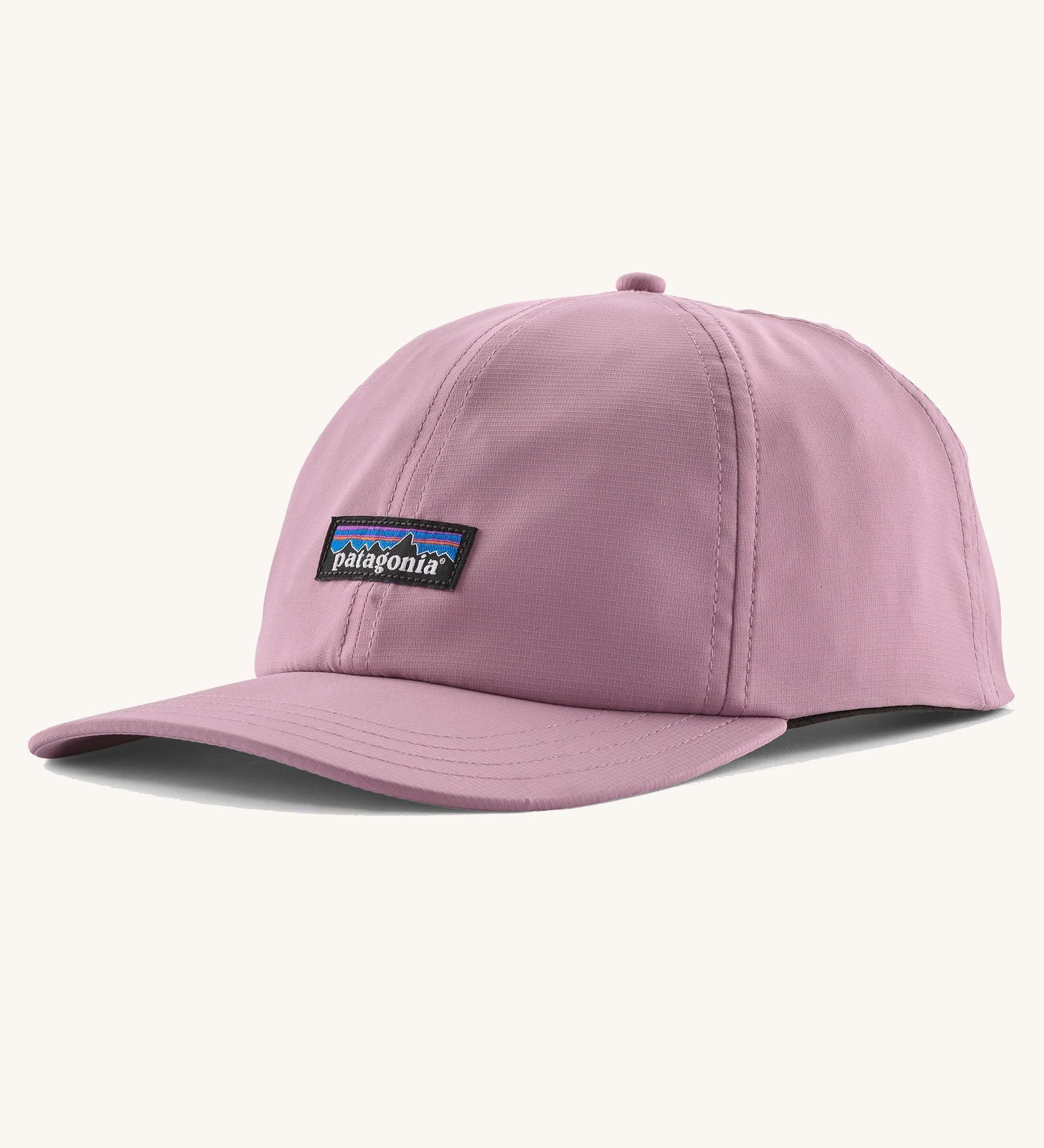 Patagonia recycled fast drying 100% nylon terrebonne cap in light purple. Shows a small brand patch on the front