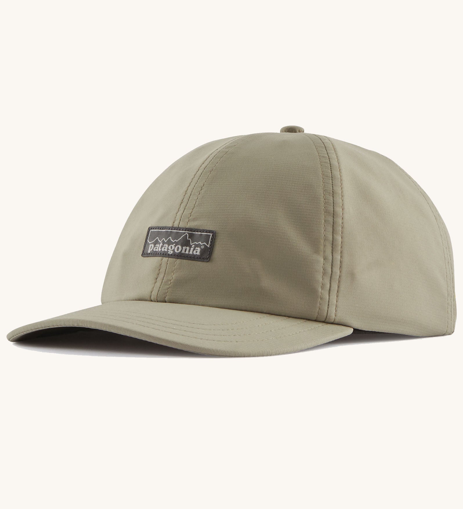 Patagonia recycled fast drying 100% nylon terrebonne cap in light green. Shows a small brand patch on the front