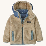 The reversible fleece side of the Patagonia Baby Reversible Tribbles Hoody - Endless Blue