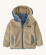 The reversible fleece side of the Patagonia Baby Reversible Tribbles Hoody - Endless Blue