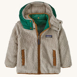The reversible fleece side of the Patagonia Baby Reversible Tribbles Hoody -  Sierra Pink