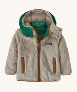 The reversible fleece side of the Patagonia Baby Reversible Tribbles Hoody -  Sierra Pink