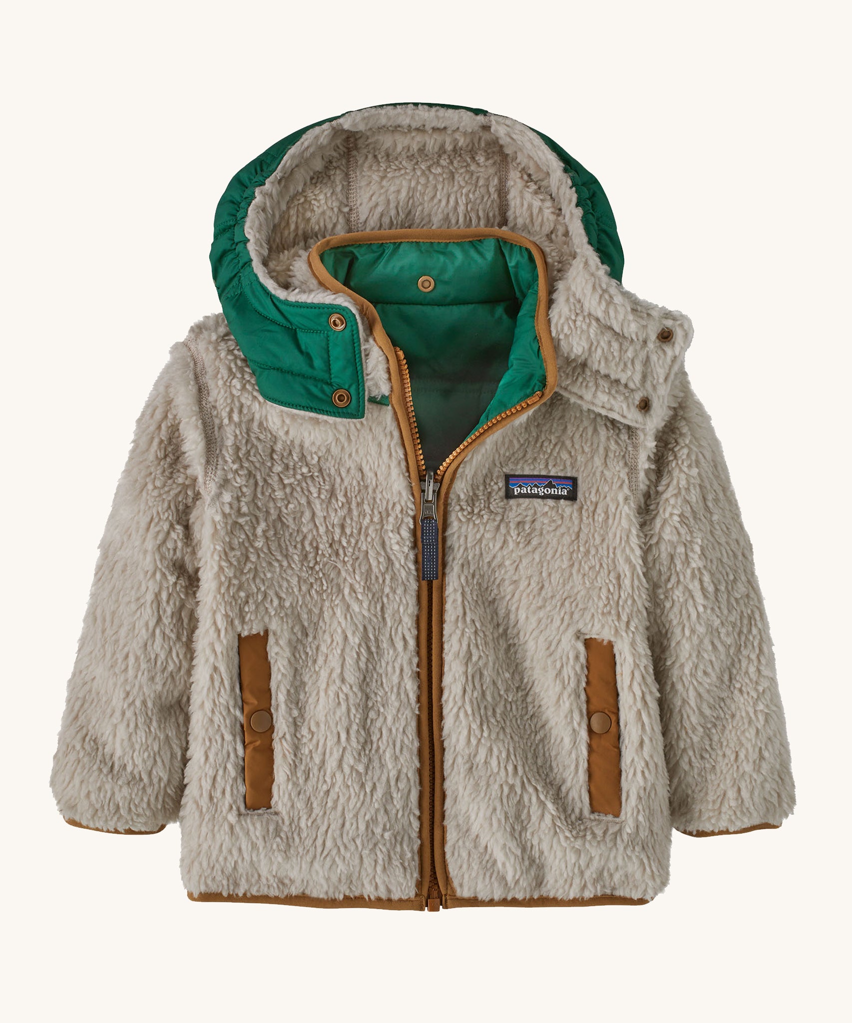 The reversible fleece side of the Patagonia Baby Reversible Tribbles Hoody -  Sierra Pink