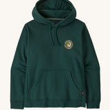 Patagonia adult Unity Fitz Uprisal Hoody in a cascade green colour available at Babipur. A thick hooded pull over with a circular brand graphic on the chest