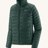 Patagonia puffer style jacket in dark green. Features a full length zip and side pockets.