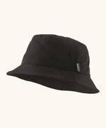 Patagonia 100% recycled nylon water repellent adult bucket hat in black with air holes on the side