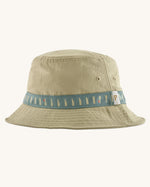 Patagonia 100% recycled nylon water repellent adult bucket hat in light green with a pastel blue strip around the upper brim