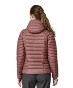 The back of the Patagonia Women's Down Sweater Hoody - Dulse Mauve, showing the hood