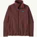 Patagonia women's better sweater jacket in dark ruby available at Babipur. A light fleece style jacket in dark red colour. Features a full length zip with 2 side pockets and the logo patch stitched on the left chest. 