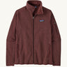 Patagonia women's better sweater jacket in dark ruby available at Babipur. A light fleece style jacket in dark red colour. Features a full length zip with 2 side pockets and the logo patch stitched on the left chest. 