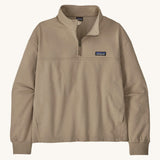 The women's Ahnya pullover jumper by Patagonia, in Seabird beige with a quarter zip. 
