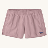 Patagonia quick drying women's barely baggies shorts in light pink. Shows 2 side pockets and elasticated waist band