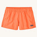 Patagonia quick drying women's barely baggies shorts in bright orange. Shows 2 side pockets and elasticated waist band