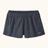 Patagonia quick drying women's barely baggies shorts in navy blue. Shows 2 side pockets and elasticated waist band
