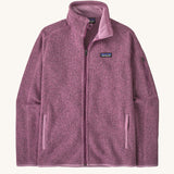 Patagonia women's recycled polyester better sweater jacket in light purple. Showing a full length front zip and side pockets