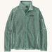 Patagonia women's recycled polyester better sweater jacket in mint green. Showing a full length front zip and side pockets