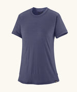 Patagonia women's capilene merino blend short sleeve technical t-shirt in solstice purple