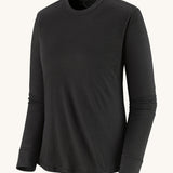 Patagonia women's capilene cool merino blend long sleeve t-shirt in black available at Babipur.