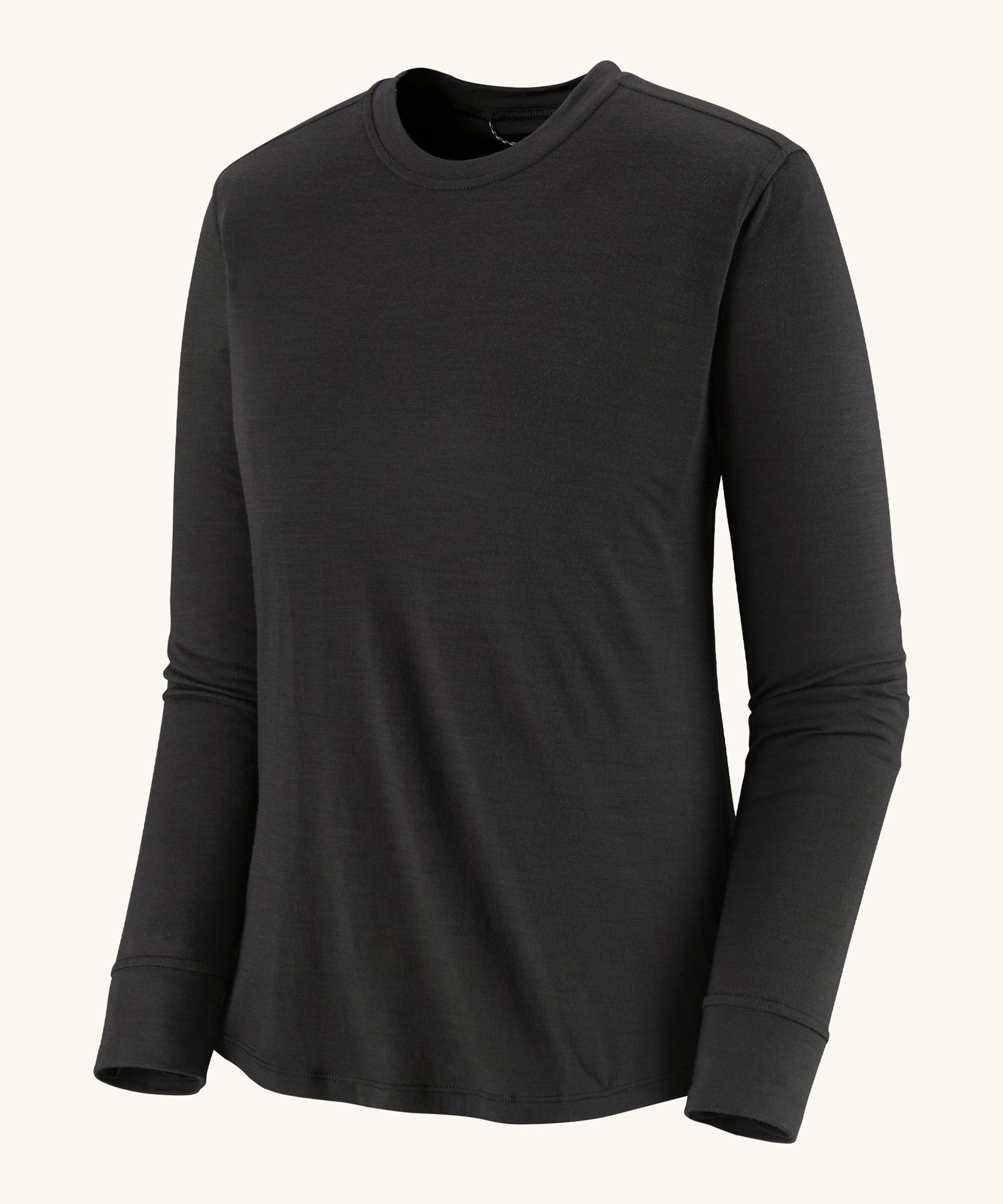 Patagonia women's capilene cool merino blend long sleeve t-shirt in black available at Babipur.