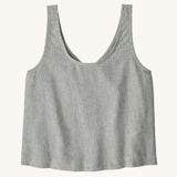 Patagonia women's reversible garden island vest top in thin blue and white stripes 