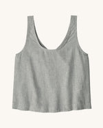 Patagonia women's reversible garden island vest top in thin blue and white stripes 