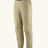 Patagonia women's hampi rock pants in weathered stone. Showing side pockets and a elasticated waistband