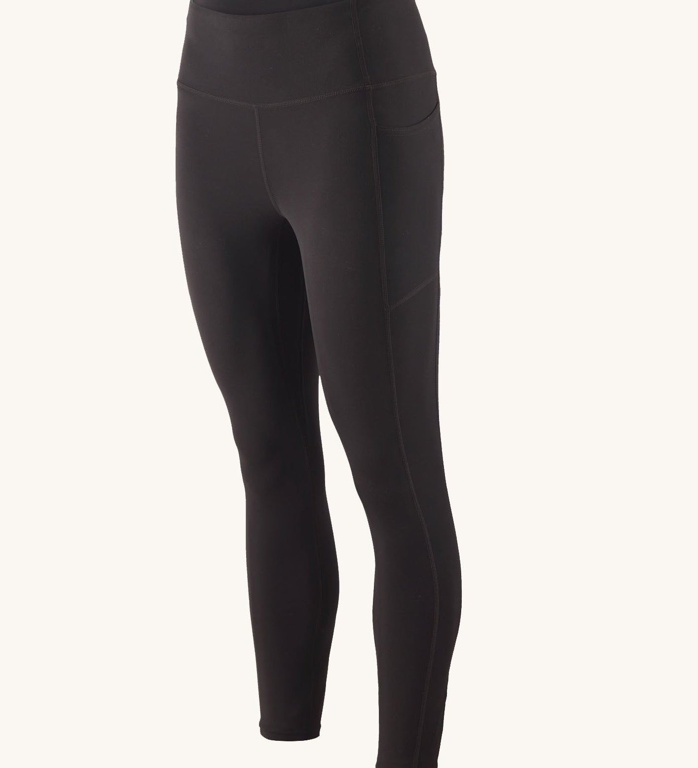 Patagonia women's recycled nylon maipo 7/8 stash leggings in black with side pockets.