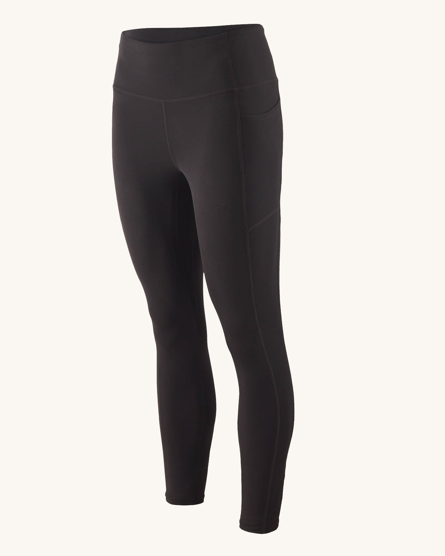 Patagonia women's recycled nylon maipo 7/8 stash leggings in black with side pockets.
