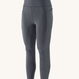 Patagonia women's activewear tights in dark blue with side pockets
