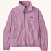 Patagonia women's micro d fleece in light purple with a half length front zip and side pockets