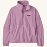 Patagonia women's micro d fleece in light purple with a half length front zip and side pockets