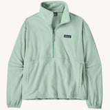Patagonia women's micro d fleece in mint green with a half length front zip and side pockets