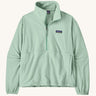 Patagonia women's micro d fleece in mint green with a half length front zip and side pockets