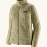 Patagonia women's nano puff jacket weathered stone lightweight insulated jacket showing brick quilting and zip handwarmer pockets